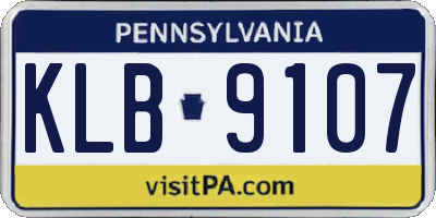 PA license plate KLB9107