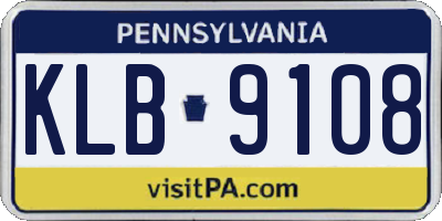 PA license plate KLB9108