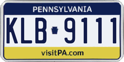 PA license plate KLB9111