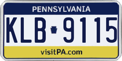 PA license plate KLB9115