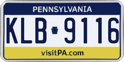 PA license plate KLB9116