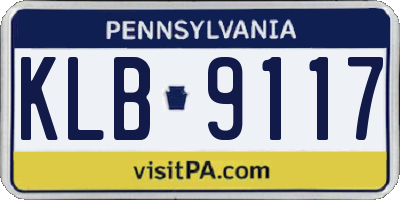 PA license plate KLB9117