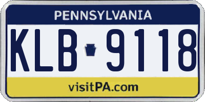 PA license plate KLB9118