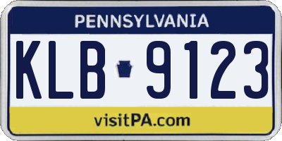PA license plate KLB9123