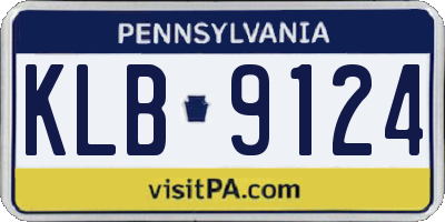 PA license plate KLB9124
