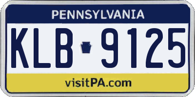 PA license plate KLB9125