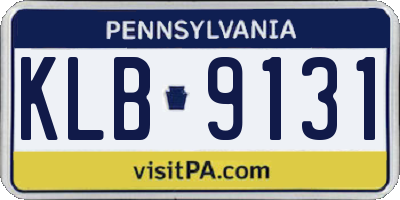 PA license plate KLB9131