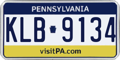 PA license plate KLB9134