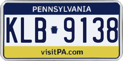 PA license plate KLB9138