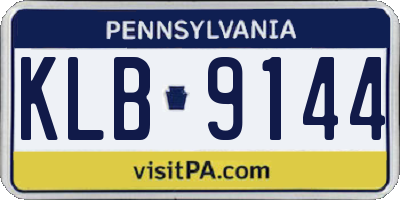 PA license plate KLB9144