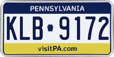 PA license plate KLB9172