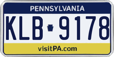 PA license plate KLB9178