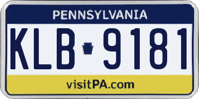 PA license plate KLB9181
