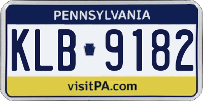 PA license plate KLB9182