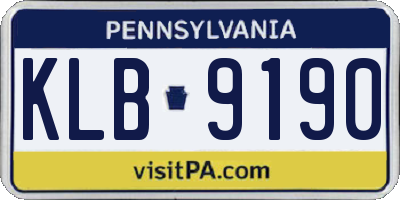 PA license plate KLB9190