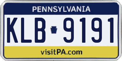PA license plate KLB9191