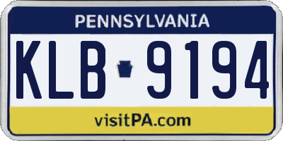 PA license plate KLB9194