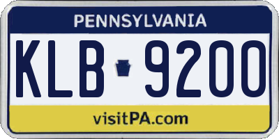 PA license plate KLB9200