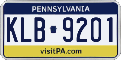 PA license plate KLB9201