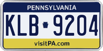 PA license plate KLB9204