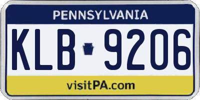 PA license plate KLB9206