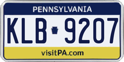 PA license plate KLB9207