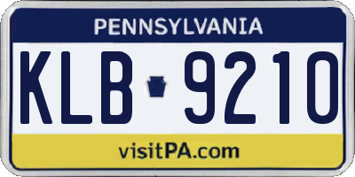 PA license plate KLB9210