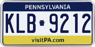 PA license plate KLB9212