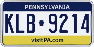 PA license plate KLB9214