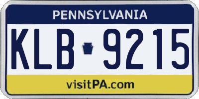 PA license plate KLB9215