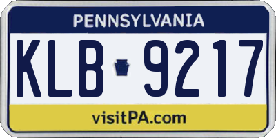 PA license plate KLB9217