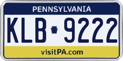 PA license plate KLB9222