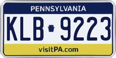 PA license plate KLB9223