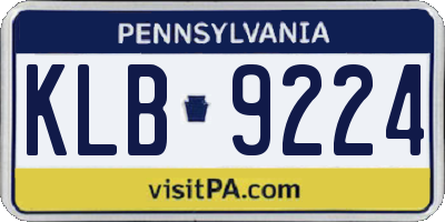 PA license plate KLB9224