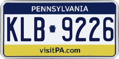 PA license plate KLB9226