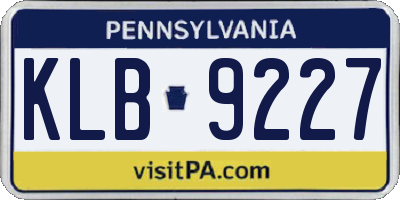 PA license plate KLB9227