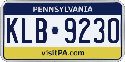 PA license plate KLB9230