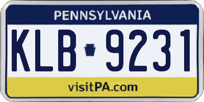 PA license plate KLB9231