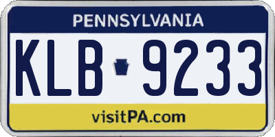 PA license plate KLB9233
