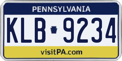 PA license plate KLB9234