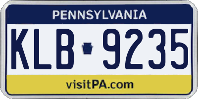 PA license plate KLB9235