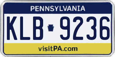 PA license plate KLB9236