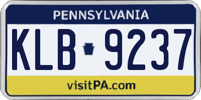 PA license plate KLB9237