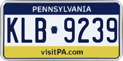 PA license plate KLB9239