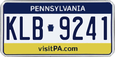 PA license plate KLB9241