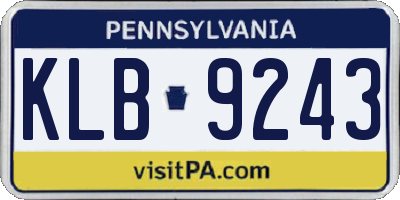 PA license plate KLB9243