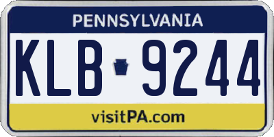 PA license plate KLB9244