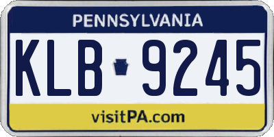 PA license plate KLB9245