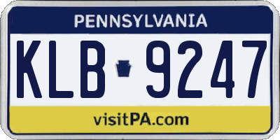 PA license plate KLB9247
