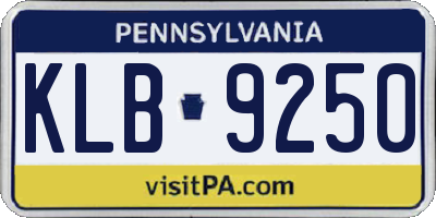 PA license plate KLB9250